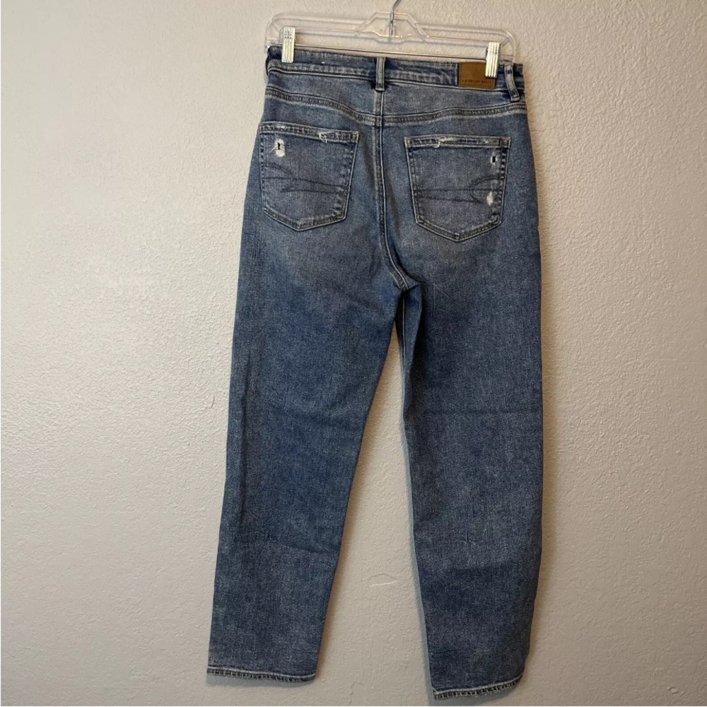 American Eagle Mom Straight Blue Jeans Comfort Stretch Waist Medium Wash Size 6 - Picture 8 of 8